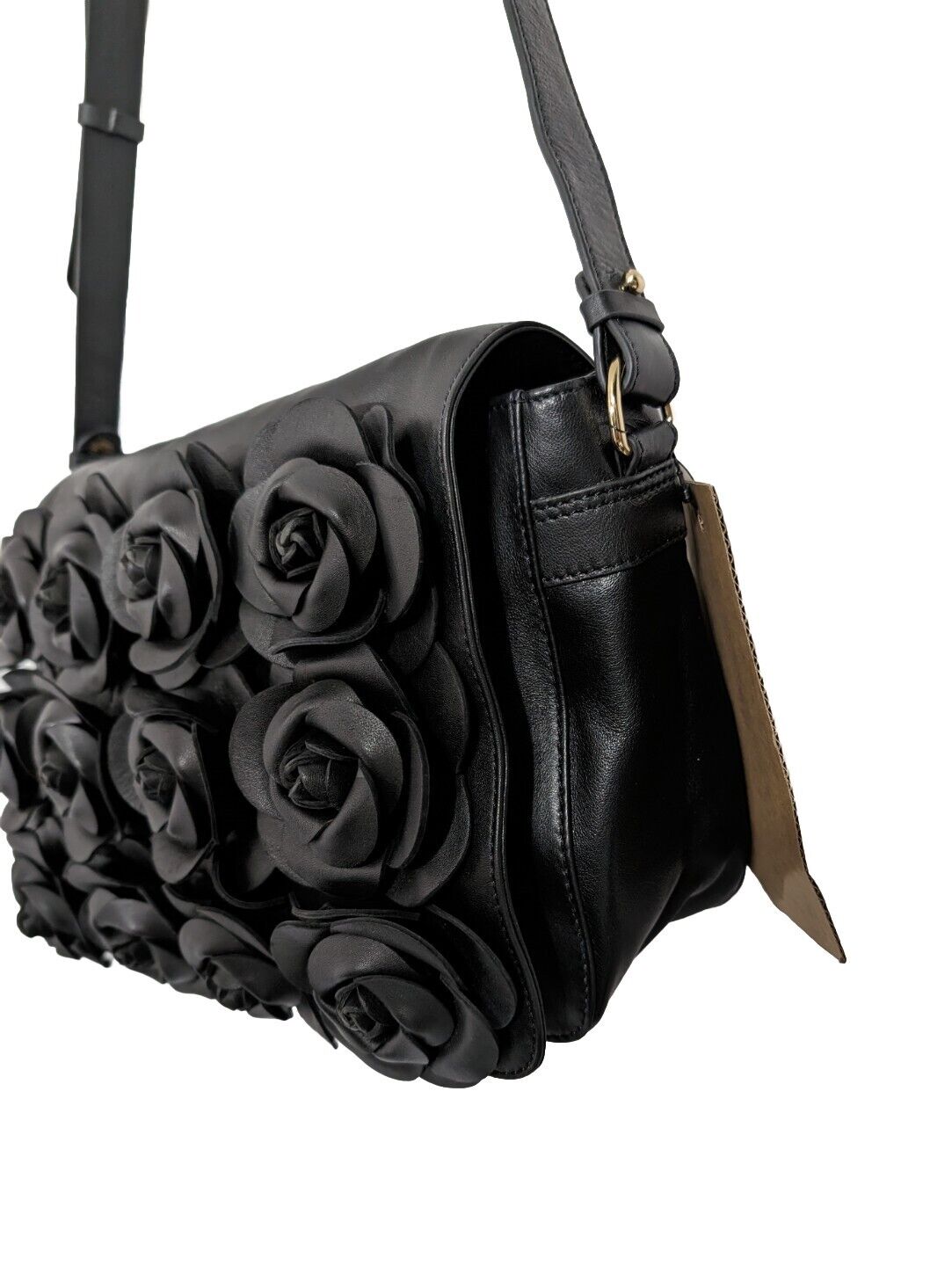 Clever Carriage Women's Handcrafted Leather Rose Bouquet Crossbody Bag