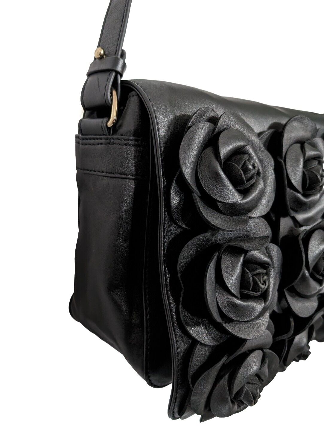 Clever Carriage Women's Handcrafted Leather Rose Bouquet Crossbody Bag