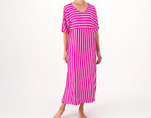 Carole Hochman Petite Luxe Jersey Striped Caftan