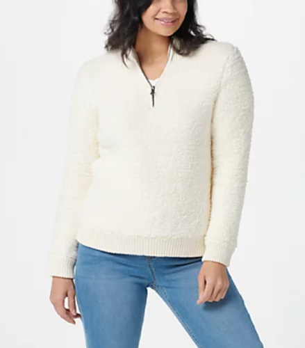 Barefoot Dreams Women's CozyChic Cable Half-Zip Pullover two Colors Available