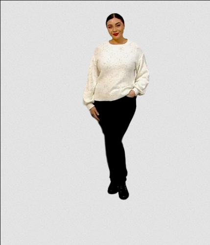 Girl With Curves Lurex Metallic Sweater Soft Off White