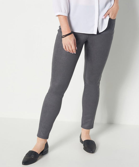 Belle Kim Gravel Women's Faux Suede Petite Jegging Gray