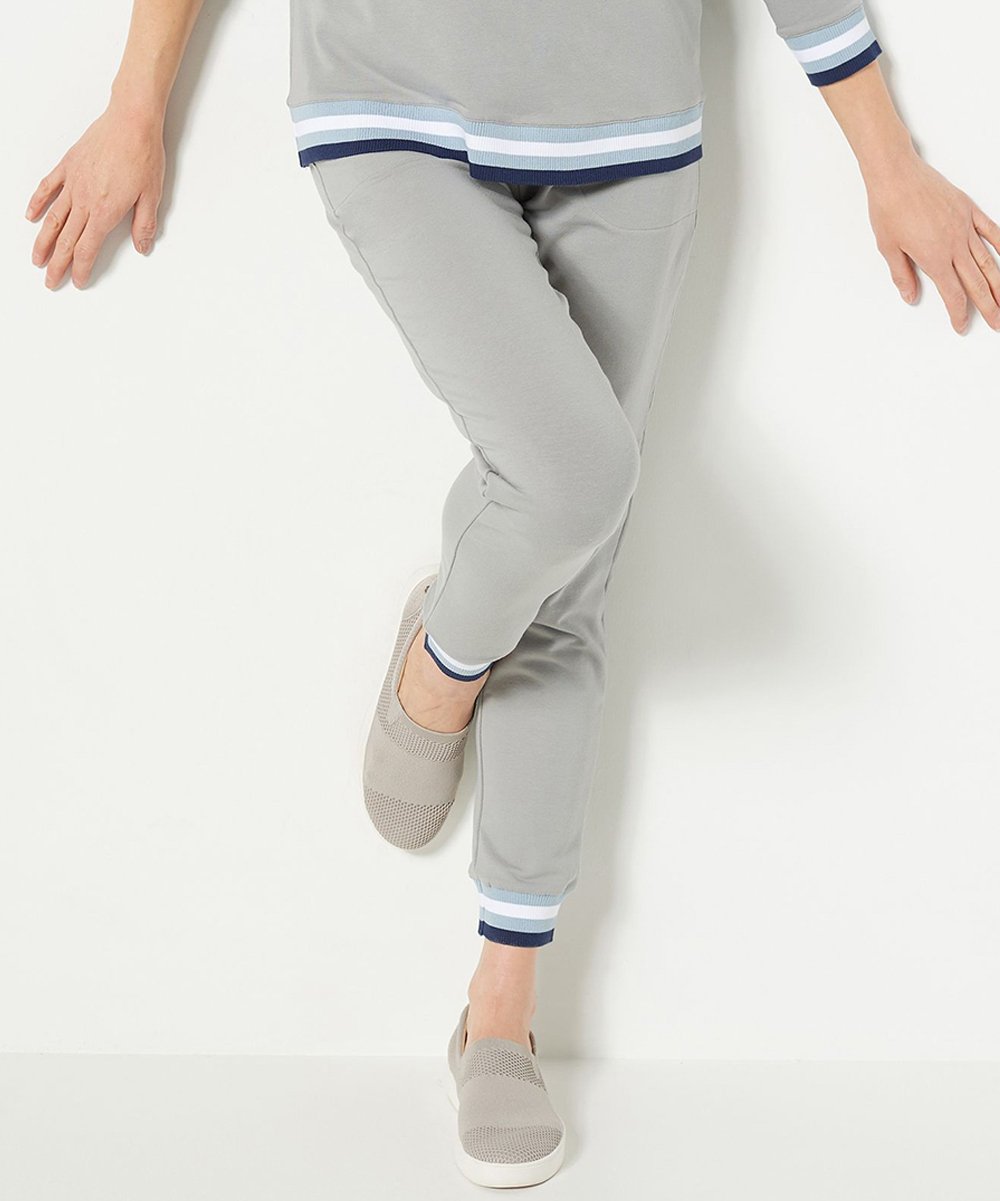 Sport Savvy Women's Regular French Terry Jogger w/Stripe Cuff GRAY
