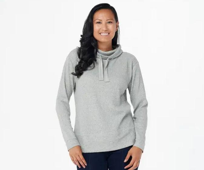 Belle by Kim Gravel Women’s Waffle Knit Cowl Neck Top