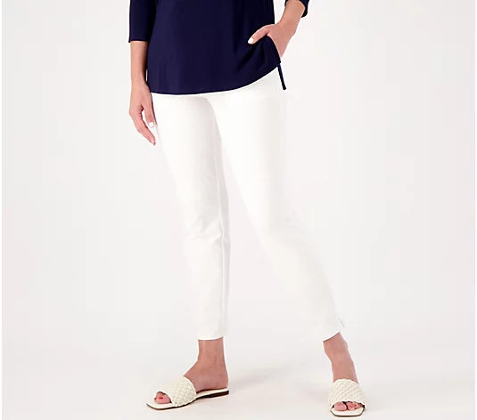 Susan Graver Women’s Weekend Petite Solid & Printed Premium Stretch Slim Pants