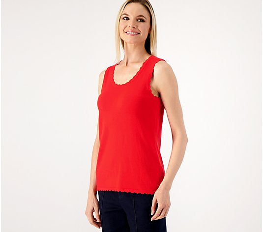 Isaac Mizrahi Live! Sweater Tank with Scallop Trim