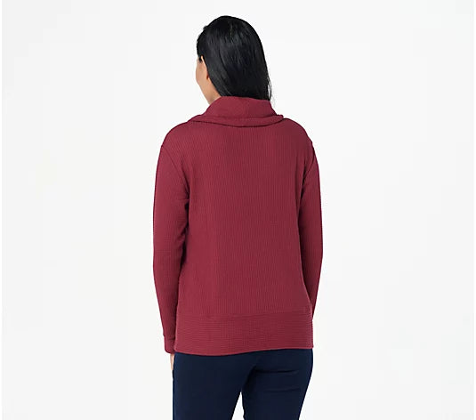 Belle by Kim Gravel Women’s Waffle Knit Cowl Neck Top