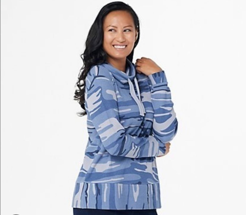 Belle by Kim Gravel Women’s Waffle Knit Cowl Neck Top