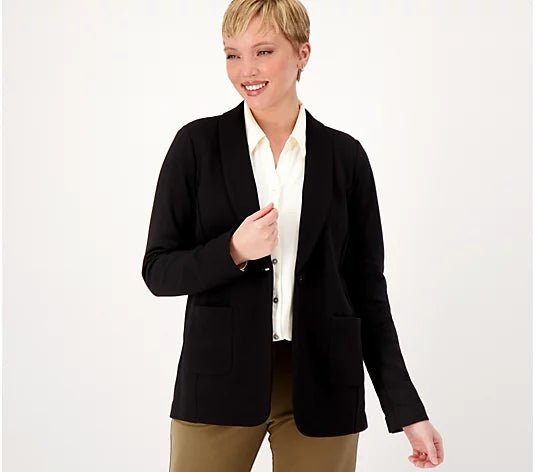 Susan Graver Women’s Weekend Petite Marina Knit Blazer