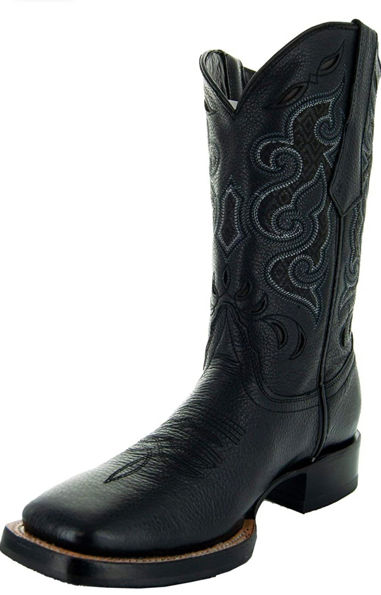 Soto Boots Men's Broad Square Toe Boots- Black