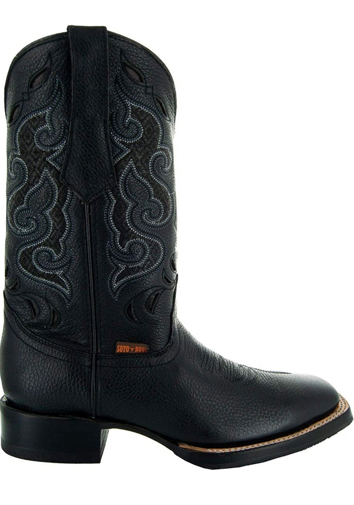 Soto Boots Men's Broad Square Toe Boots- Black