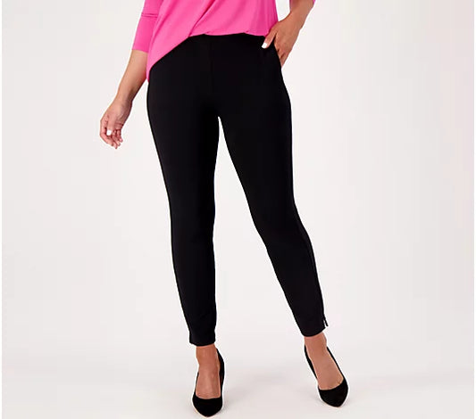 Susan Graver Women’s Weekend Petite Solid & Printed Premium Stretch Slim Pants